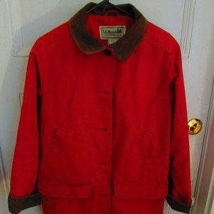 LLBean Mid Length Barn Trench Coat Mauve w/ Brown Trim Sz. Large